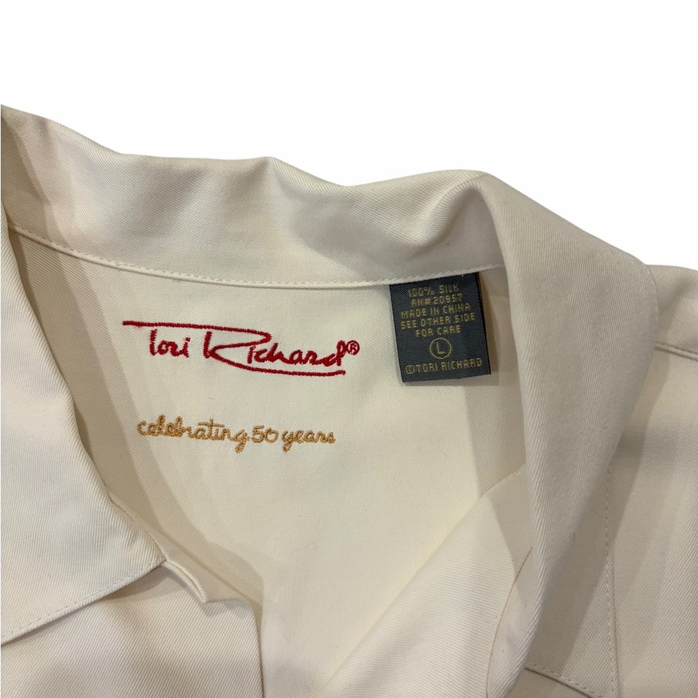 Tori Richard 100% Silk Koi Fish Shirt Cream Size L - Picture 4 of 6